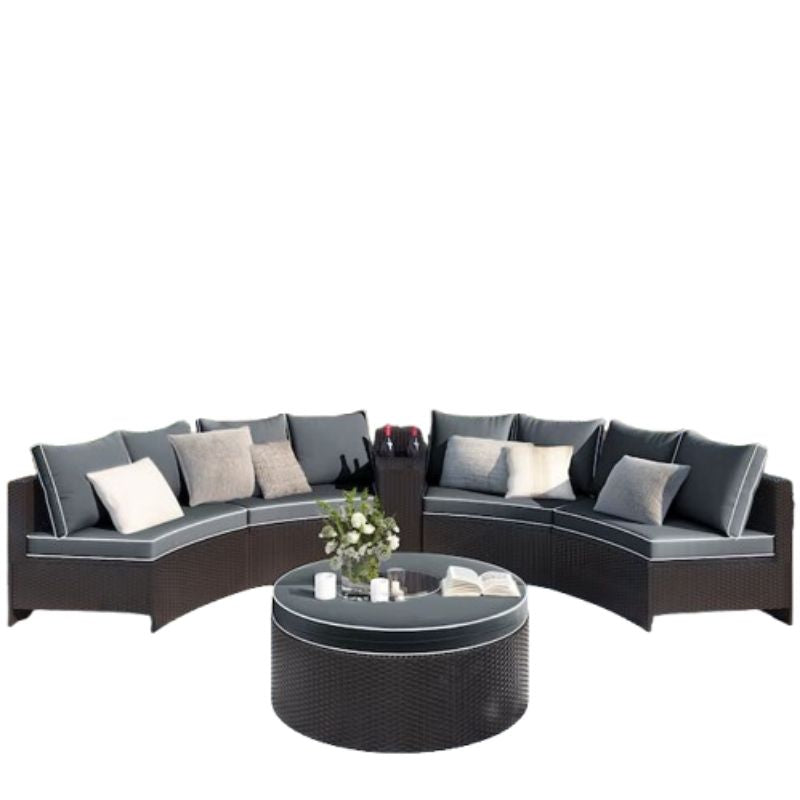 Contemporary Curve Rattan Patio Set